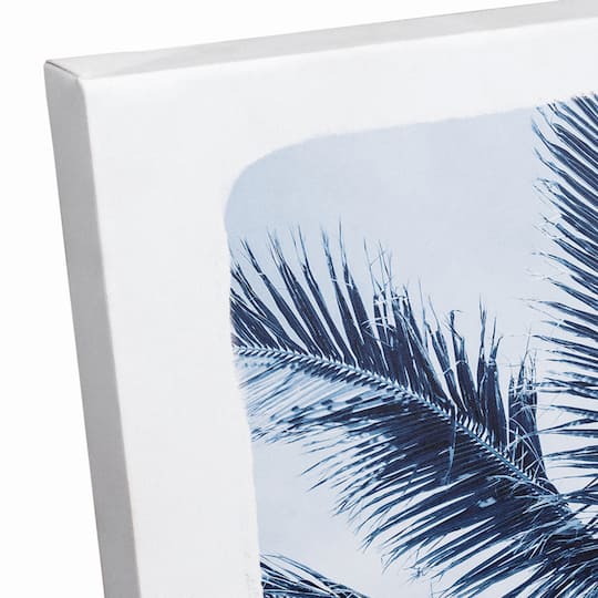 Navy Beach Palm Canvas Wall Art